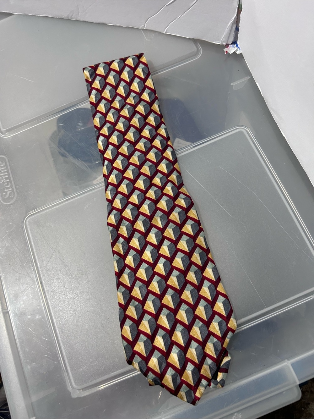 Joe Boxer Burgundy Geometric Pattern Men’s Tie